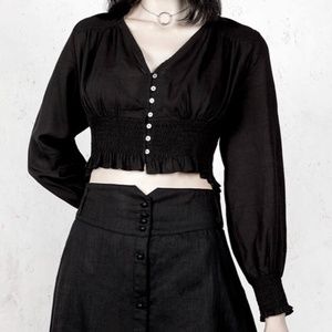 Black Linen Top/Blouse